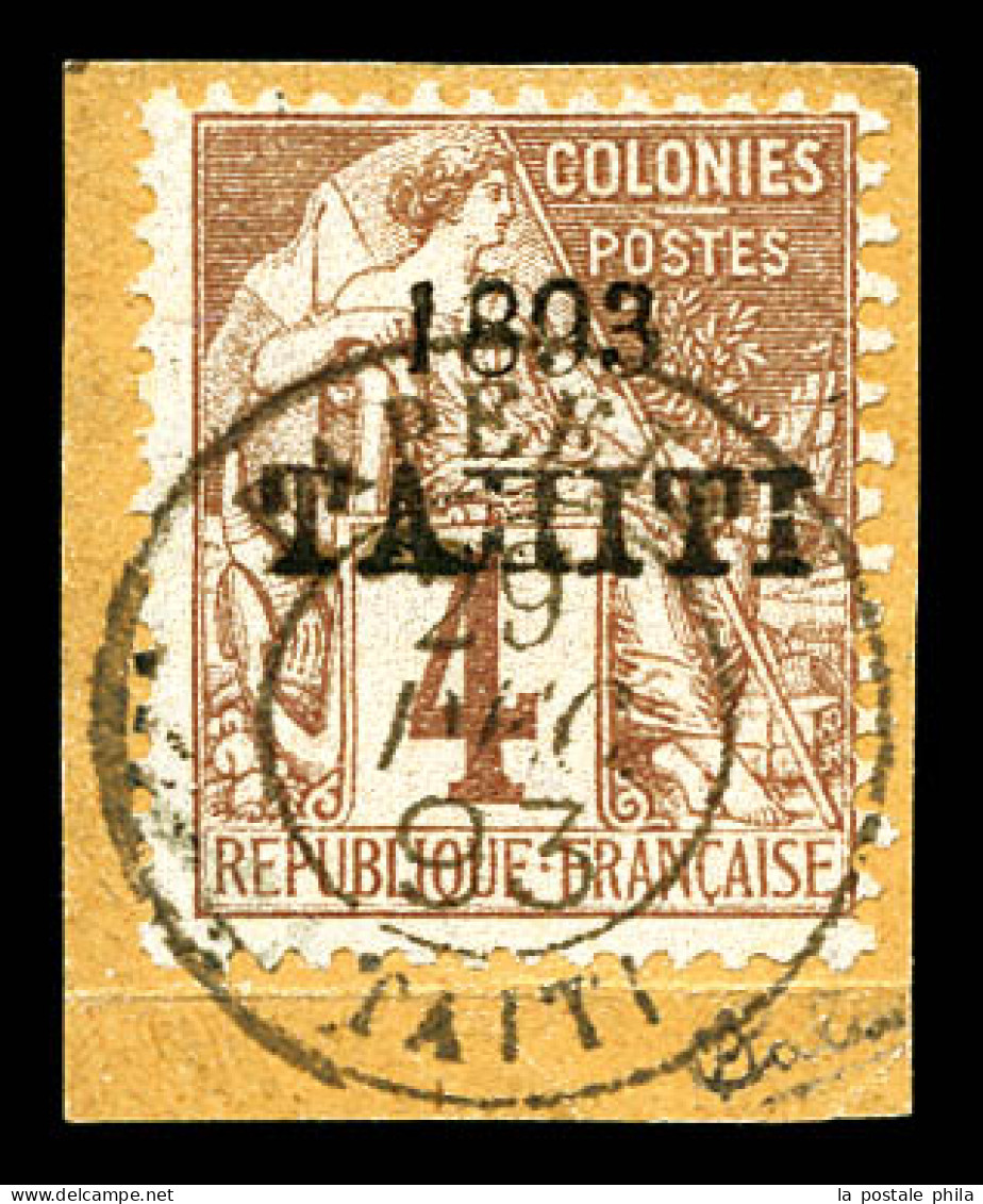 N°21, 4c Lilas-brun Sur Gris, Oblitération Légère Sur Son Support, Tirage 200 Exemplaires, RARE ET SUPERBE (signé Calves - Used Stamps