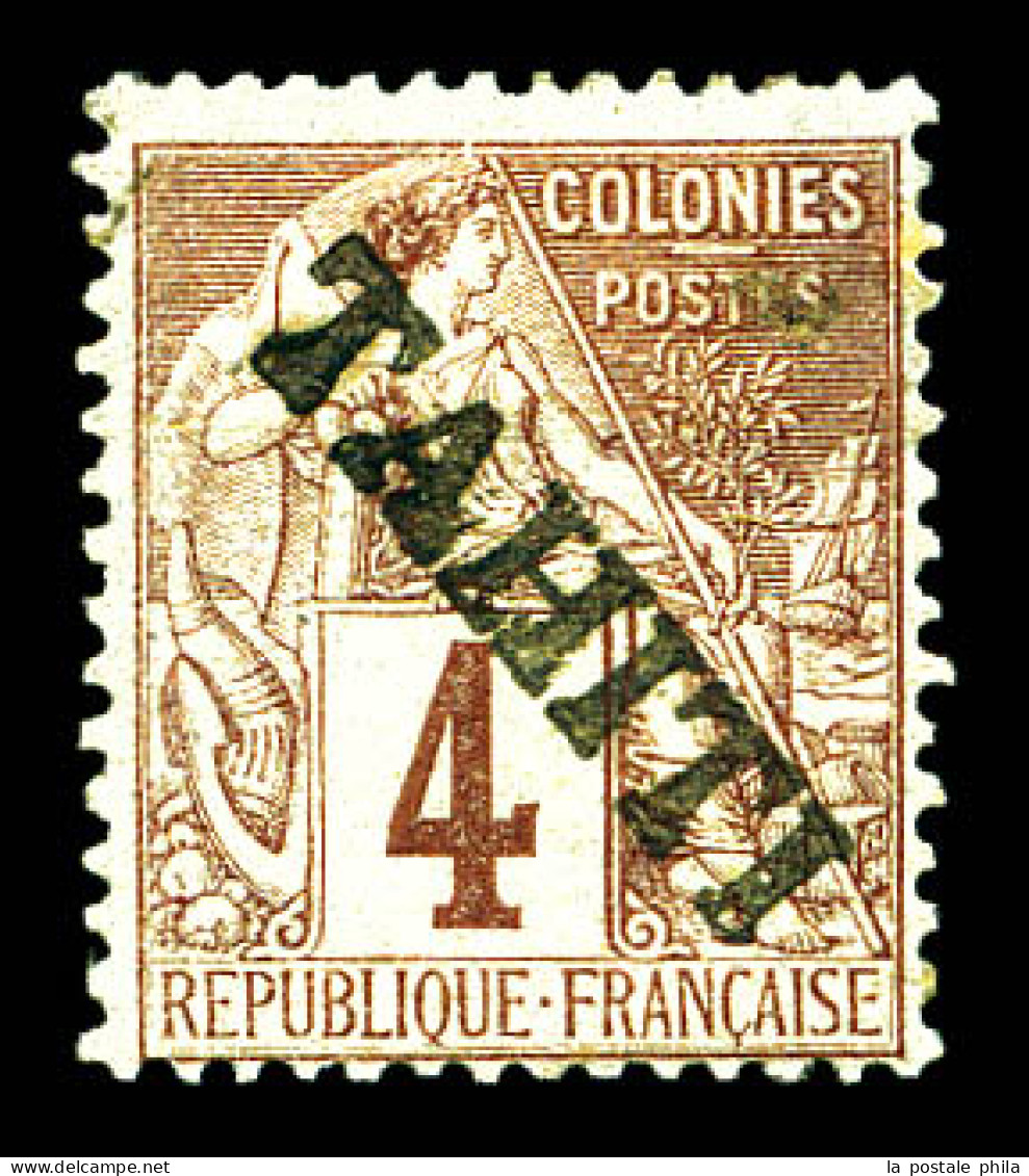 N°9a, 4c Lilas-brun Sur Gris, Surcharge Oblique De Haut En Bas. SUP. R.R. (signé Calves/certificat)  Qualité: *  Cote: 3 - Unused Stamps