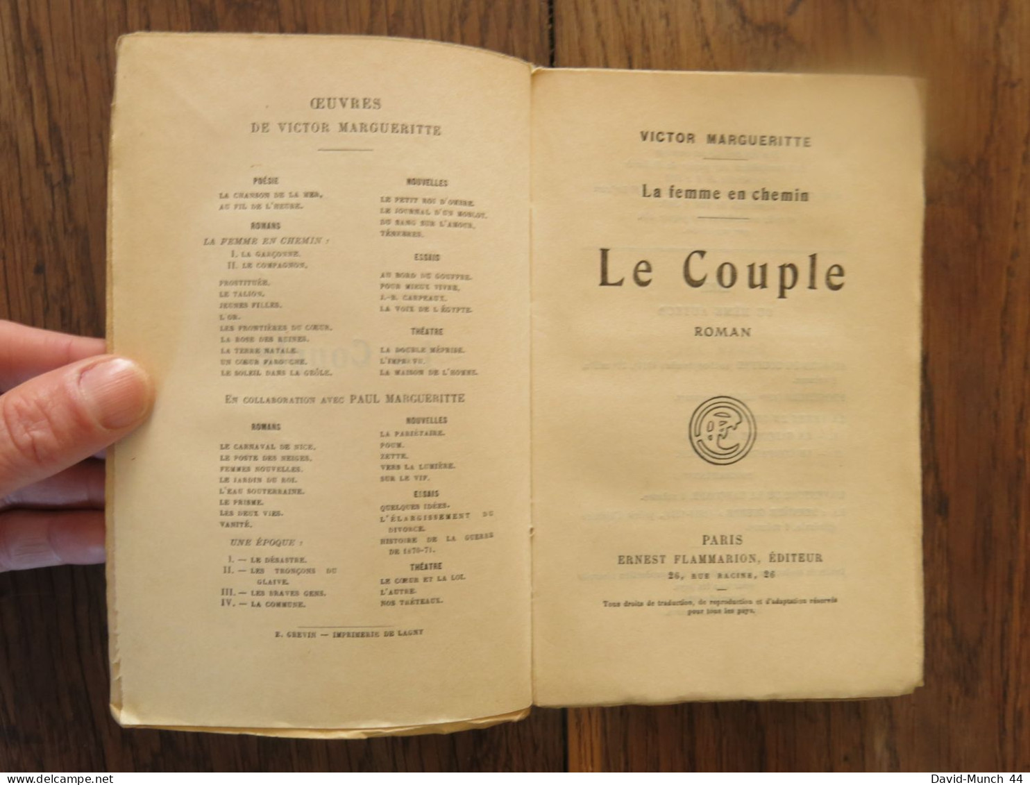 La Femme En Chemin - Le Couple De Victor Margueritte . Paris, Ernest Flammarion, éditeur. 1924. Sur Papier Alfa - 1901-1940