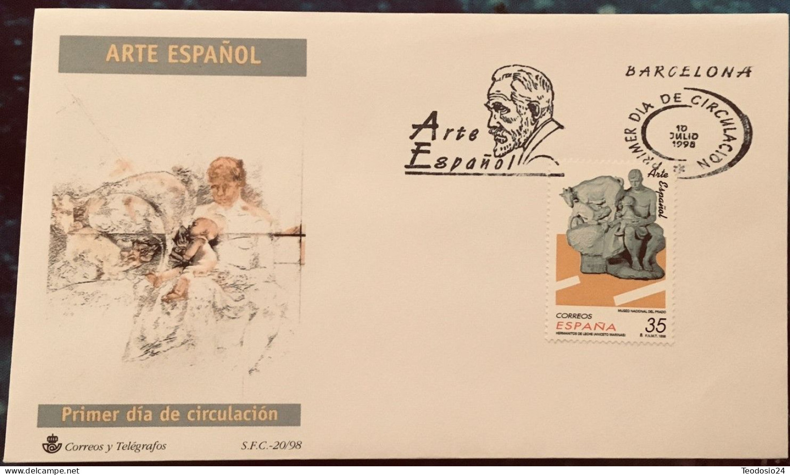 FDC  1998.- Arte Español. Hermanitos De Leche. Museo Del Prado. - FDC