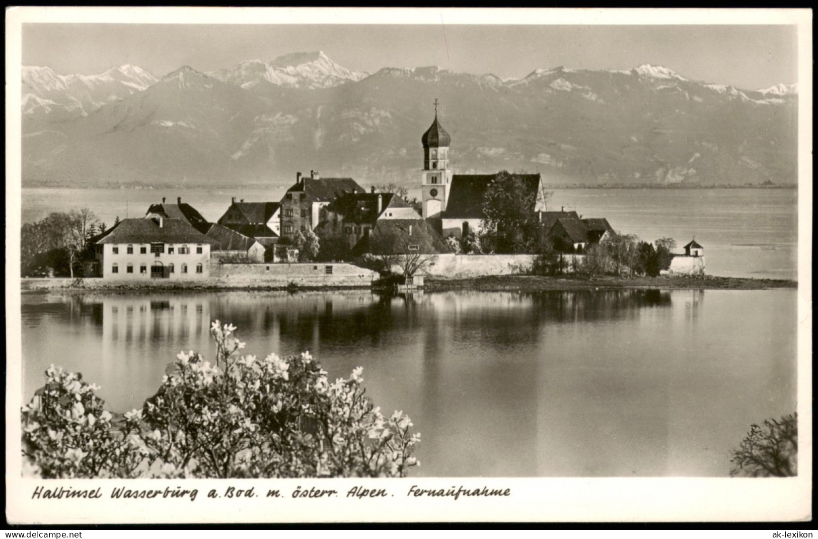Ansichtskarte Wasserburg Am Bodensee Blick Auf Stadt Und Alpen 1951 - Wasserburg A. Bodensee