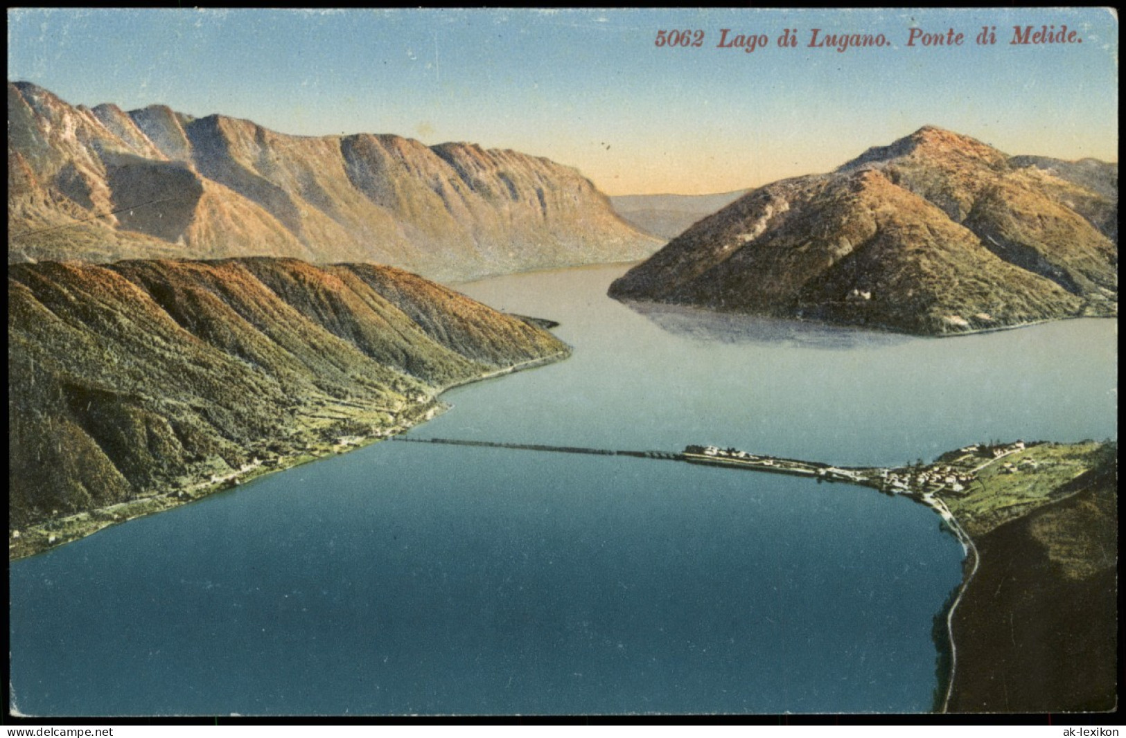 Ansichtskarte Lugano Panorama Lago Di Lugano Ponte Di Melide 1910 - Andere & Zonder Classificatie
