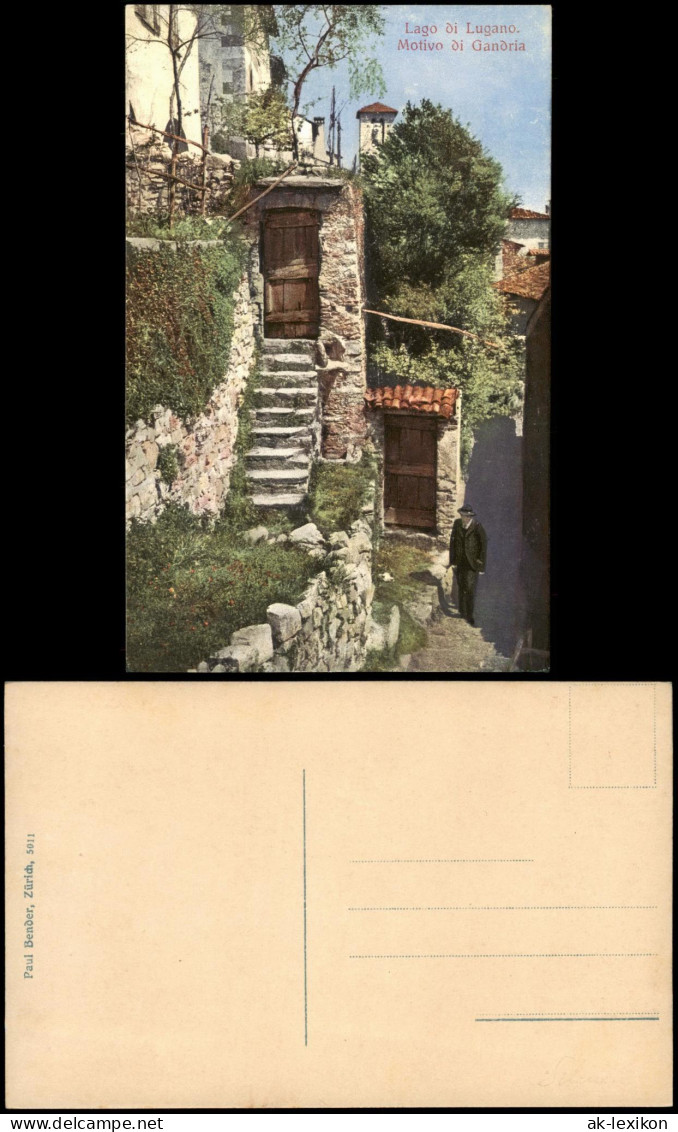 Ansichtskarte Gandria-Lugano Lago Di Lugano Motivo Di Gandria 1910 - Andere & Zonder Classificatie