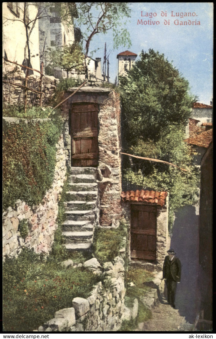 Ansichtskarte Gandria-Lugano Lago Di Lugano Motivo Di Gandria 1910 - Andere & Zonder Classificatie