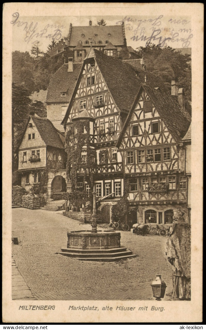 Ansichtskarte Miltenberg (Main) Marktplatz Häuser 1917   AK Bahnpost Gelaufen - Miltenberg A. Main
