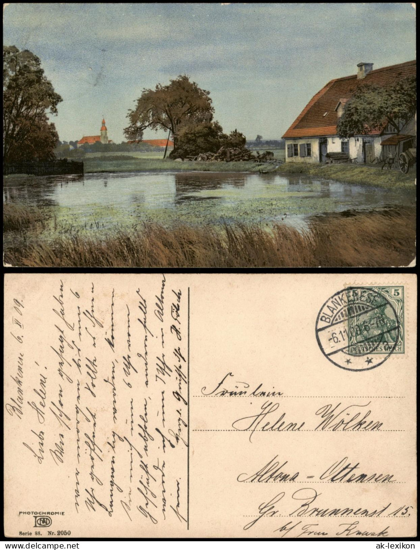 Ansichtskarte  Stimmungsbild Natur Dorfidylle Mit Teich 1909 Stempel BLANKENESE - Unclassified