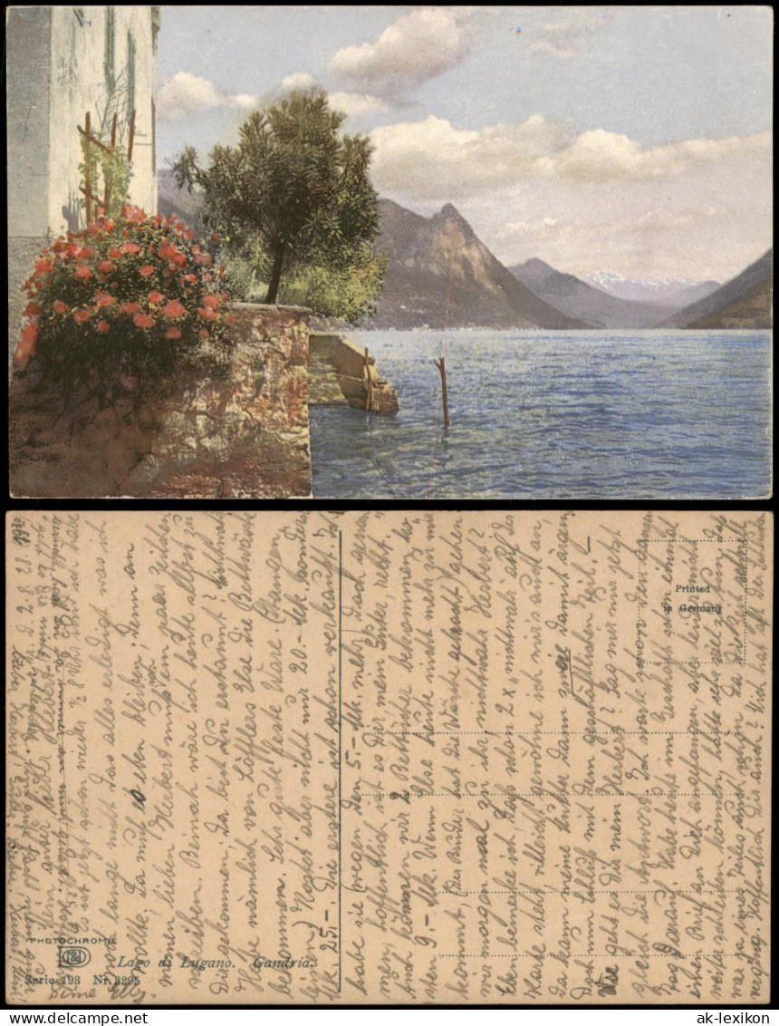 Gandria-Lugano Umlandansicht Mit Lago Di Lugano; Photochromie Serien-AK 1928 - Andere & Zonder Classificatie