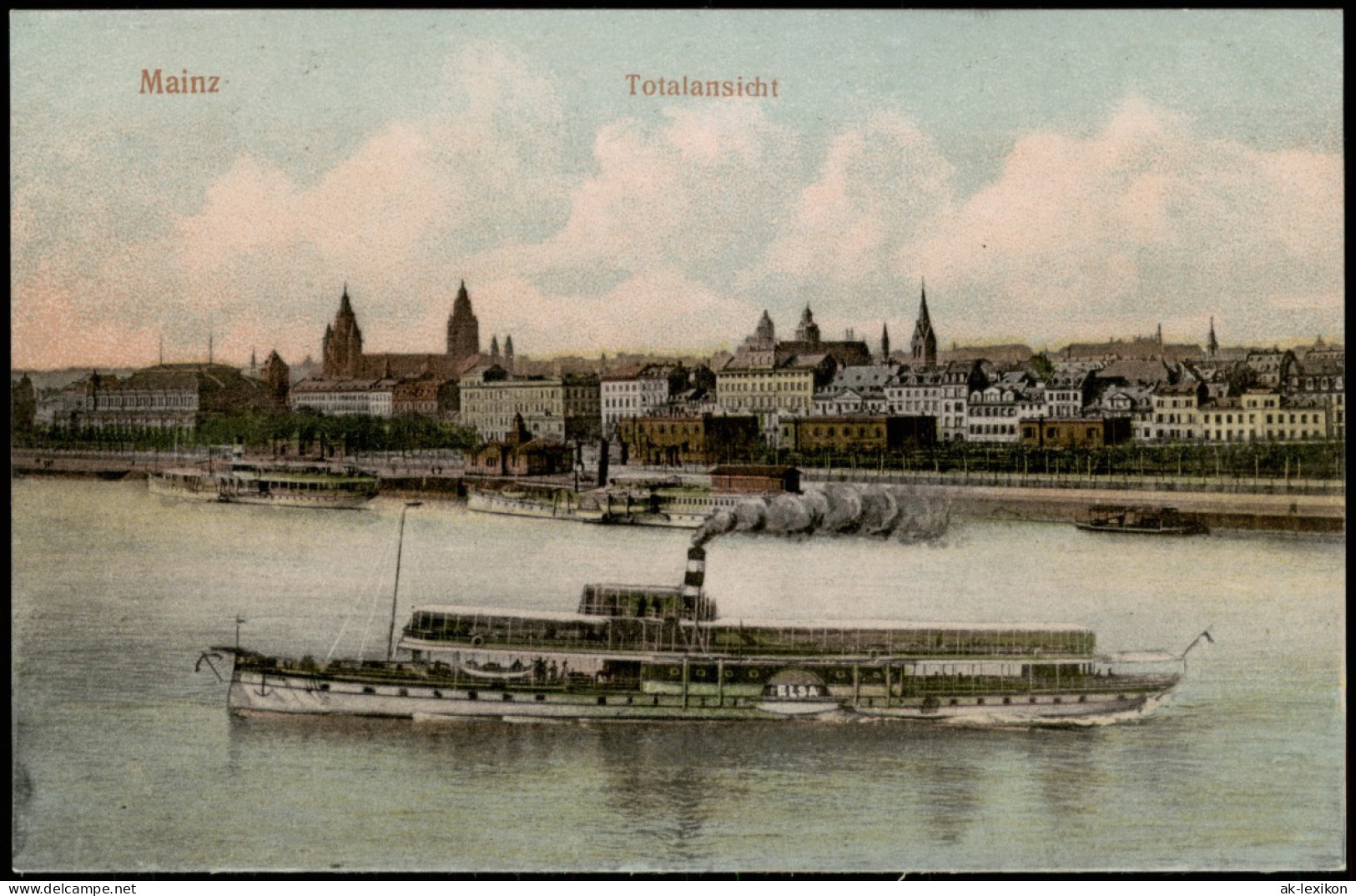 Ansichtskarte Mainz Totalansicht, Dampfer 1912 - Mainz