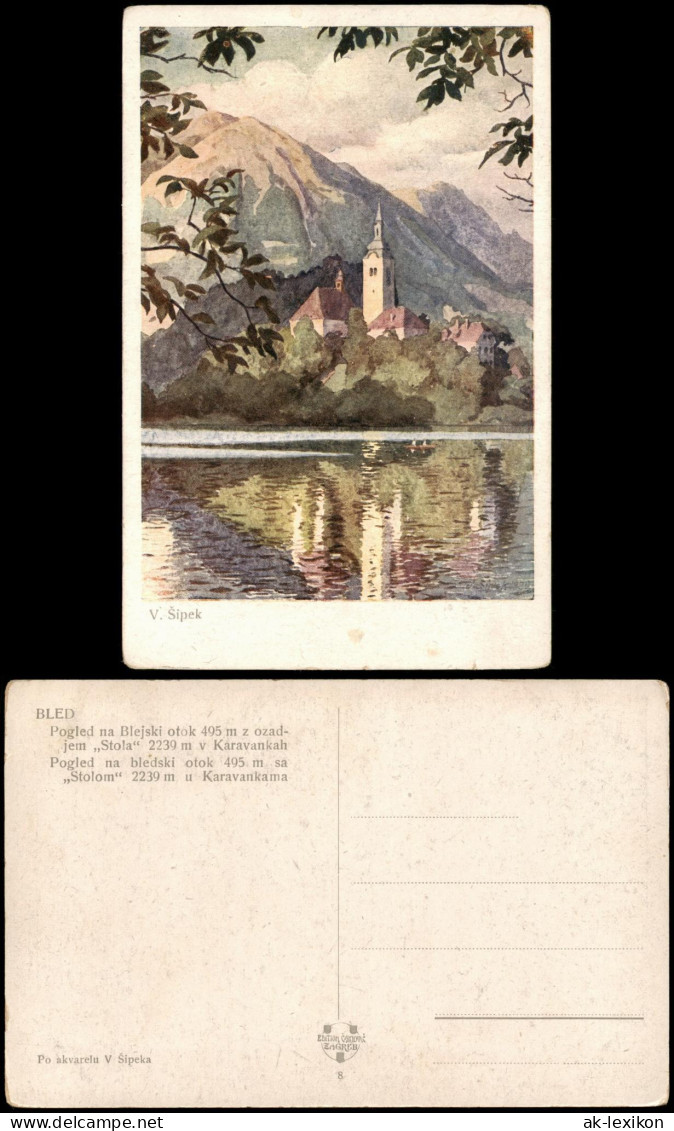 Bled Veldes Pogled Na Blejski BLED Künstlerkarte Künstler V. Sipek 1920 - Slovenia