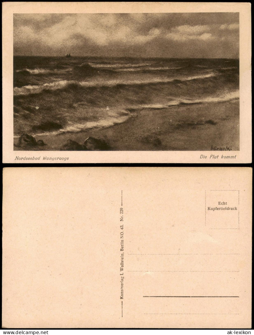 Wangerooge Meer / Strand Die Flut Kommt (signierte Künstlerkarte) 1920 - Wangerooge