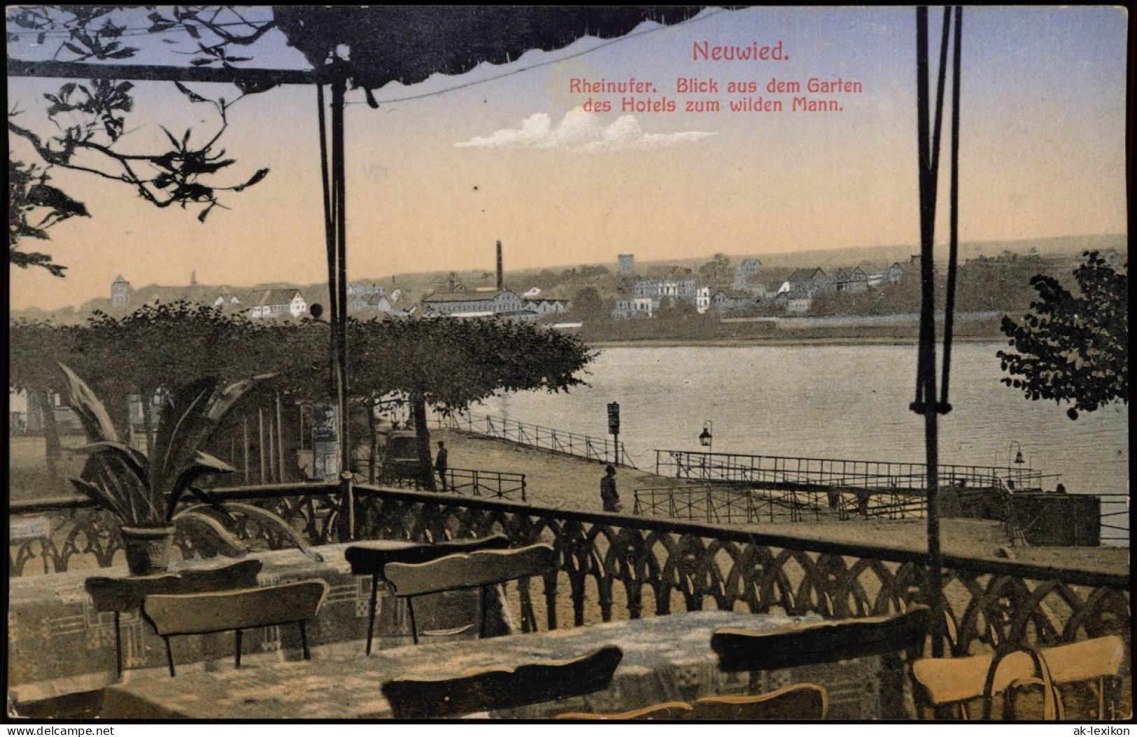 Neuwied (Rhein) Rheinufer. Blick Aus Dem Garten Des Hotels Zum Wilden Mann. 1918 - Neuwied