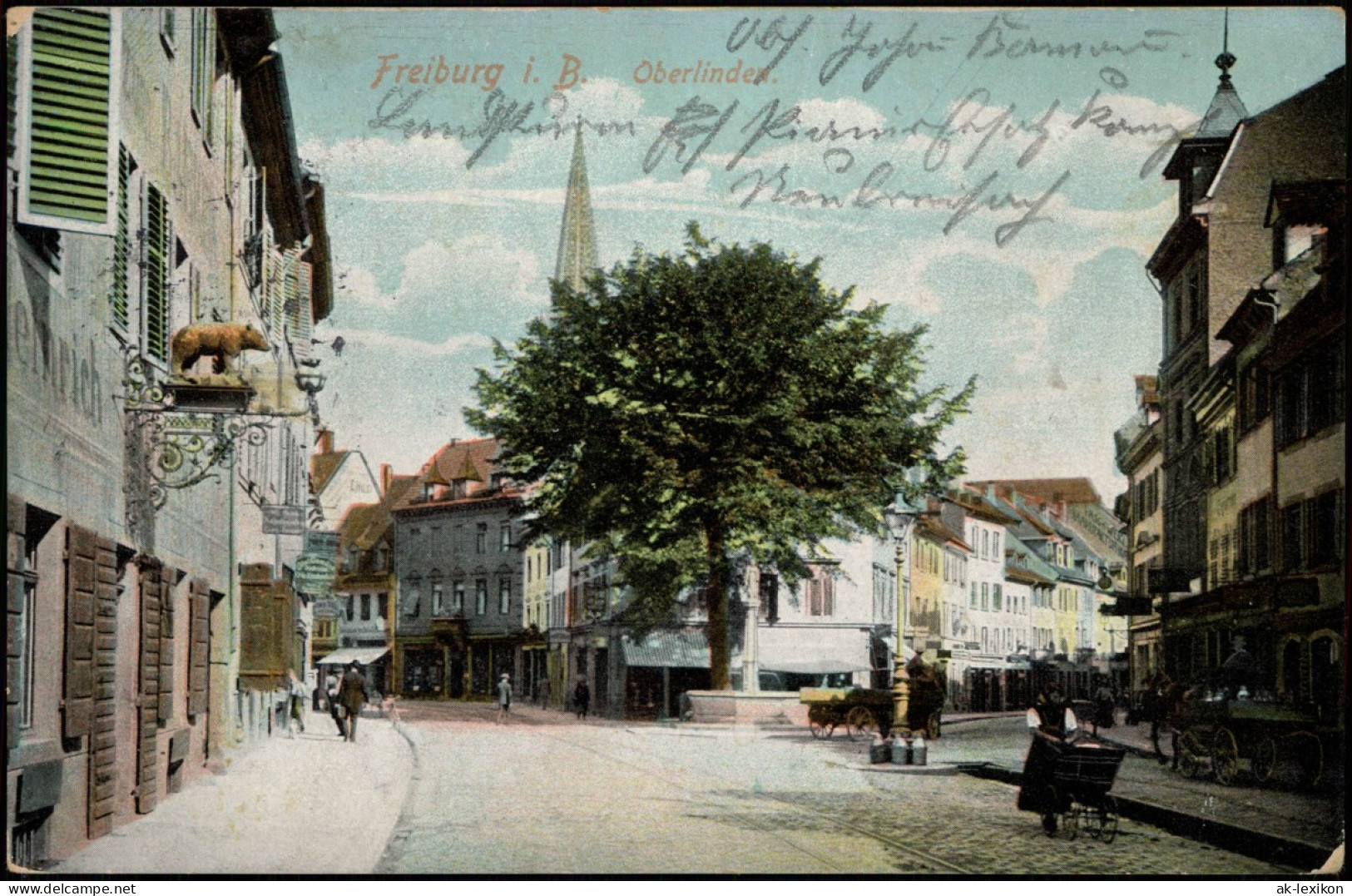 Ansichtskarte Freiburg Im Breisgau Straße, Gasthaus - Oberlinden 1915 - Freiburg I. Br.