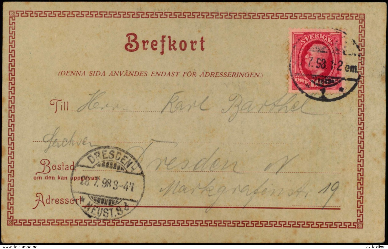 Postcard Malmö Helsning Mondscheinlitho 1898 - Suède