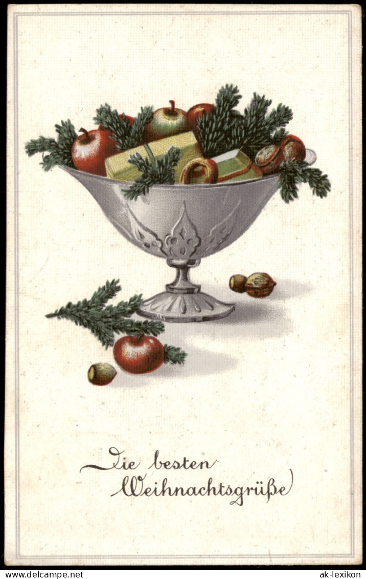 Weihnachten - Christmas, Schale Mit Früchten Und Tannenzweigen 1912 - Sonstige & Ohne Zuordnung