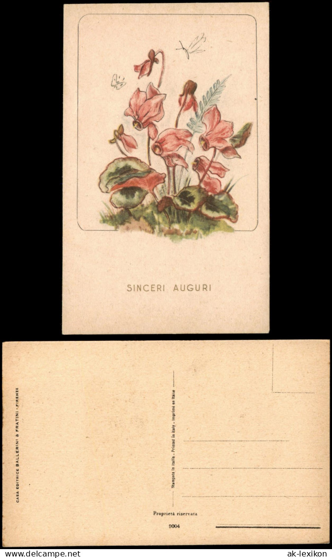 Ansichtskarte  Künstlerkarte Pflanzen & Blumen "SINCERI AUGURI" 1930 - Pintura & Cuadros