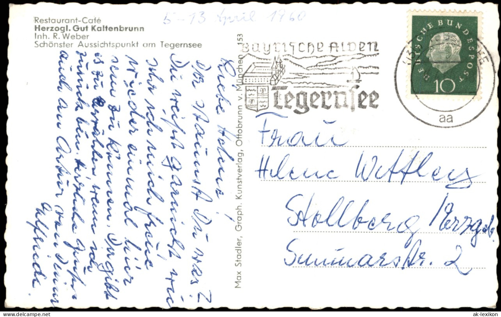 Egern Am Tegernsee Blick V. Herzogl. Gaststätte Gut Kaltenbrunn 1961 - Other & Unclassified