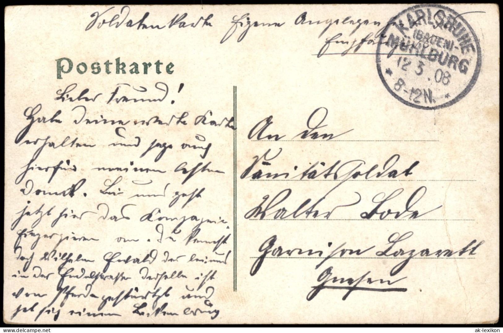 Ansichtskarte Karlsruhe Stadtgarten  Festhalle 1908  Gel. Stempel K. Mühlburg - Karlsruhe