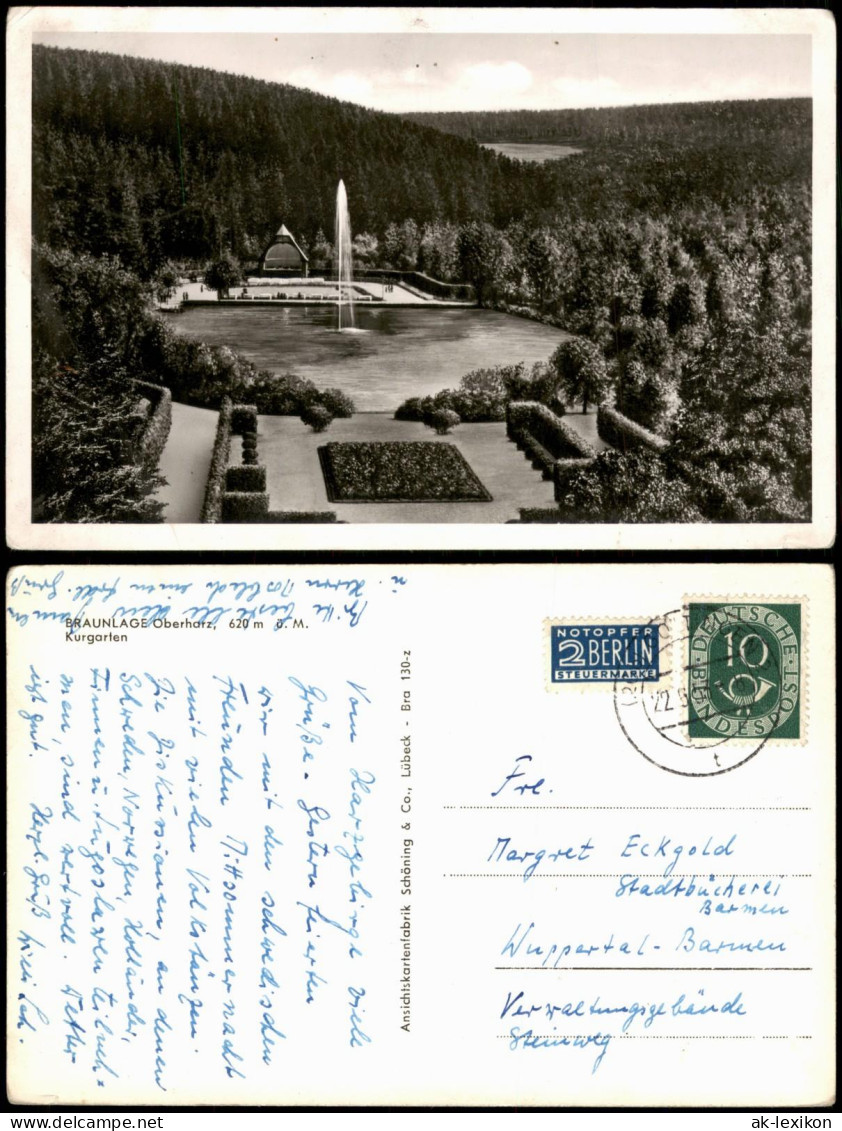 Ansichtskarte Braunlage Kurgarten, Kur-Anlagen 1952 - Braunlage