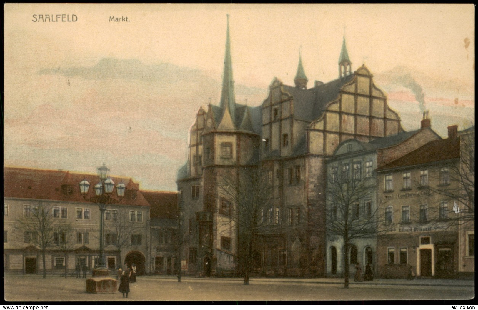 Ansichtskarte Saalfeld (Saale) Markt - Cafe 1911 - Saalfeld
