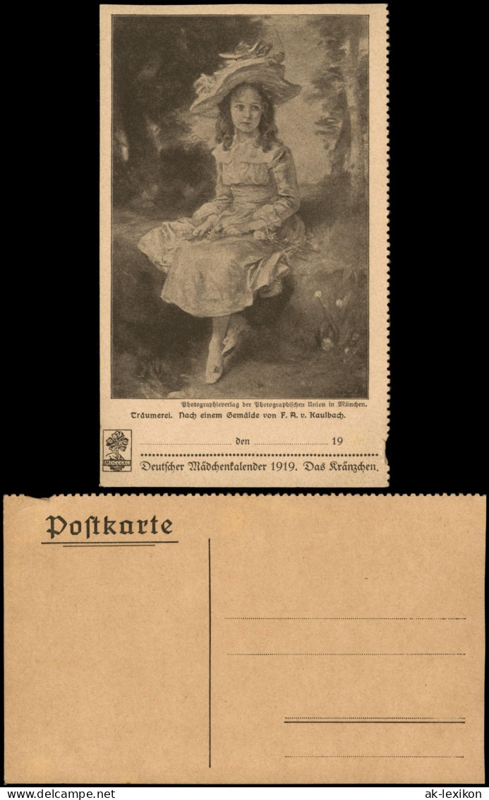Träumerei Gemälde   F. A. V. Kaulbach. Künstlerkarte: Gemälde / Kunstwerke 1919 - Pintura & Cuadros