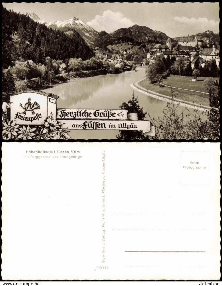 Ansichtskarte Füssen Höhenluftkurort Mit Forggensee Und Hochgebirge 1960 - Fuessen