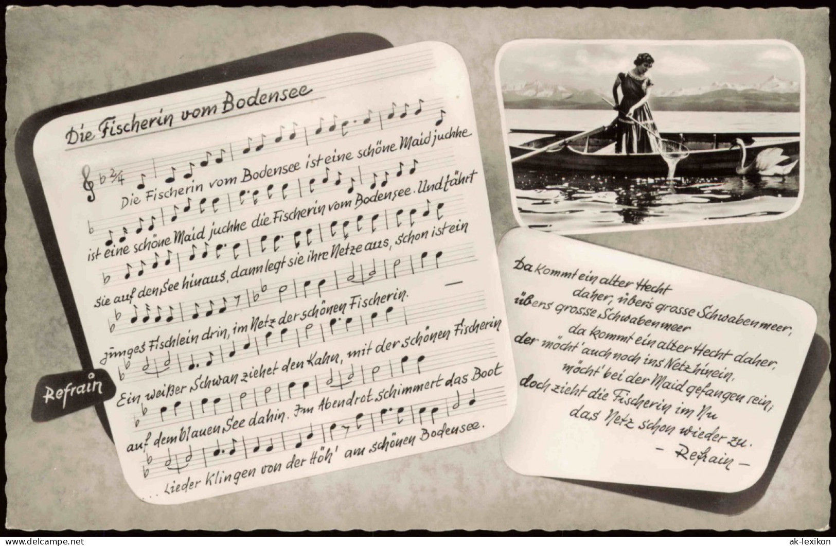 Ansichtskarte  Die Fischerin Vom Bodensee Liedkarte Lied Noten Text 1960 - Música