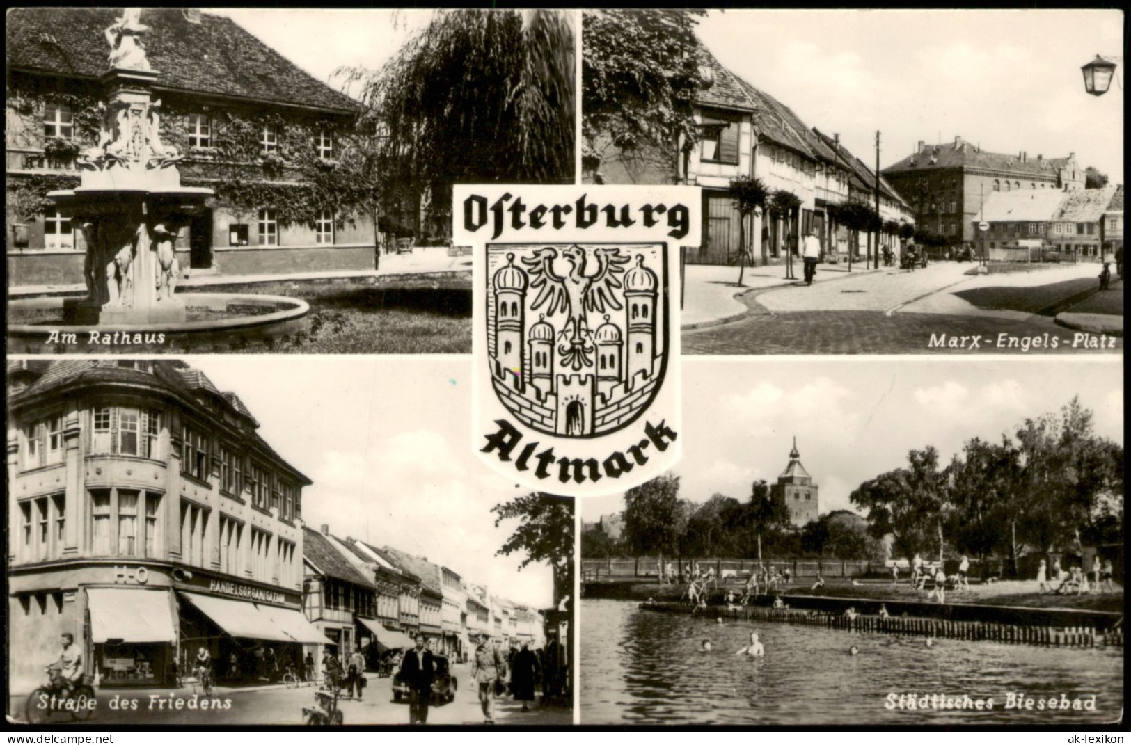 Osterburg (Altmark) DDR Mehrbildkarte  Rathaus Marx-Engels-Platz Freibad  1970 - Other & Unclassified