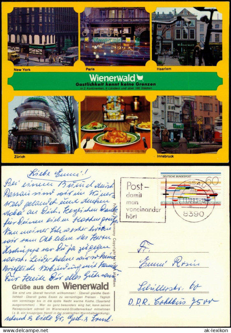 Mehrbild-AK WIENERWALD Gaststätten (u.a. Paris, Haarlem, New York Uvm.) 1983 - Unclassified