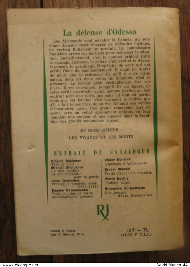 La Défense D'Odessa De Constantin Simonov. Julliard, Collection Capricorne. 1964 - Geschichte
