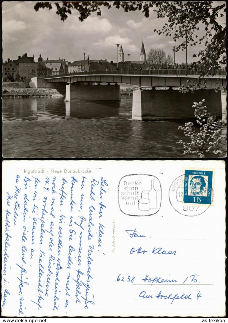 Ansichtskarte Ingolstadt Neue Donaubrücke - Fotokarte 1964 - Ingolstadt