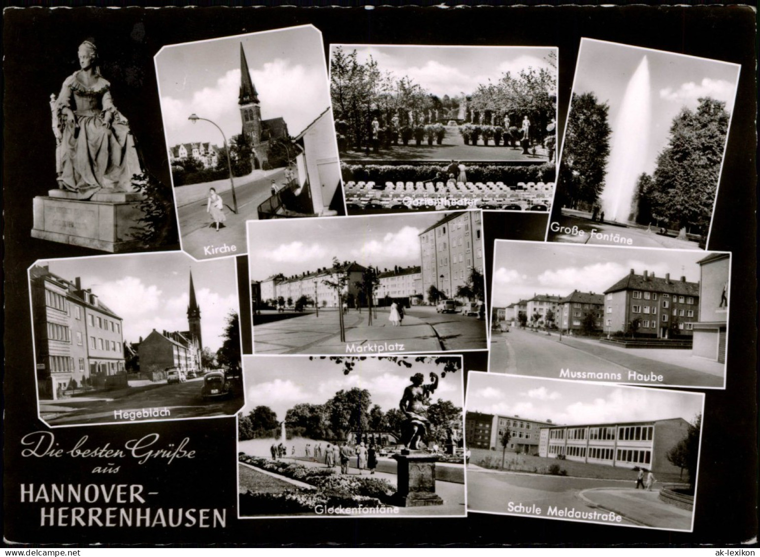 Herrenhausen-Hannover Mehrbildkarte U.a. Schule Meldaustraße, Mussmanns 1960 - Hannover