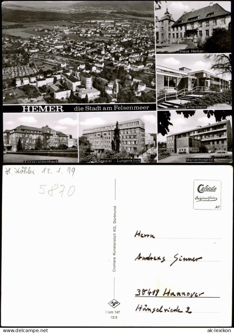 Hemer Mehrbildkarte Mit Luftaufnahme Und Stadtteilansichten 1972 - Hemer