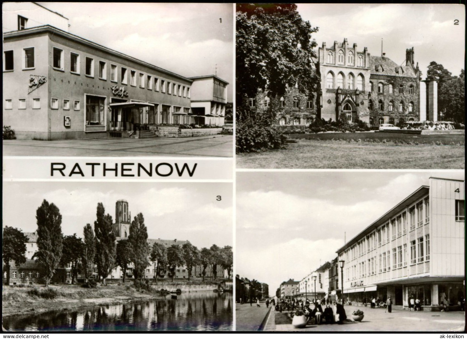 Rathenow DDR Mehrbild-AK Mit Kreishaus, Café, Havel-Partie, Kaufhaus 1976 - Rathenow