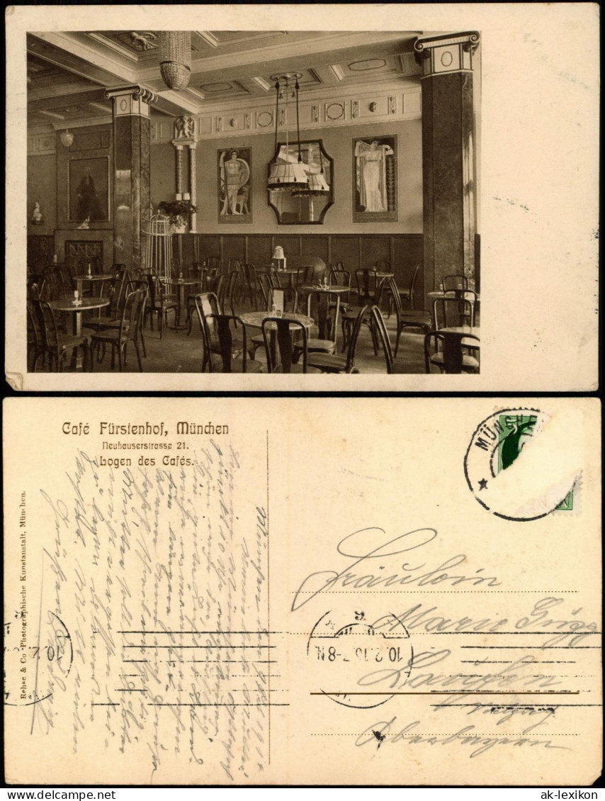 Ansichtskarte München Neuhauserstraße - Cafe Fürstenhof - Innen 1912 - München