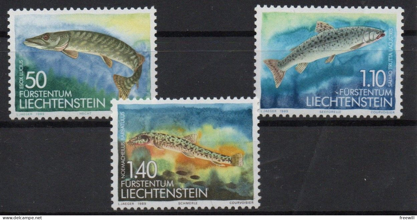 Liechtenstein 1989 Poissons , Fishes MNH - Unused Stamps