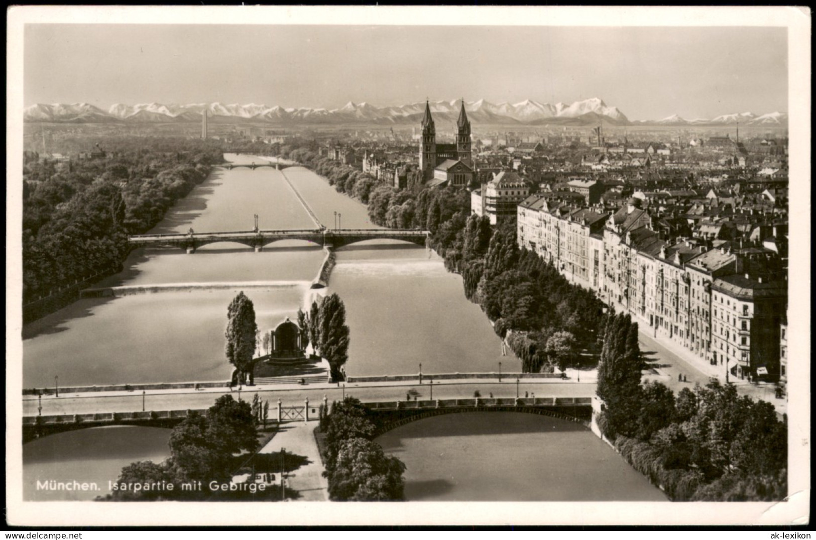 Ansichtskarte München Panorama-Ansicht Isarpartie Mit Gebirge 1950 - München
