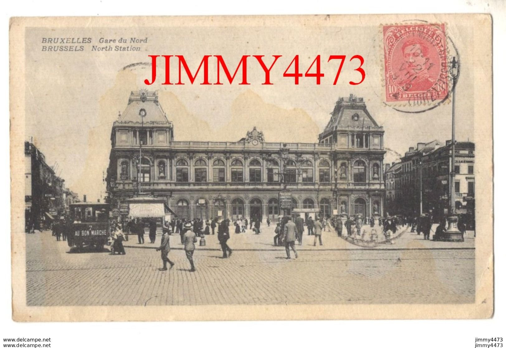 CPA - BRUXELLES En 1919 - Gare Du Nord ( Place Bien Animée ) North Station BRUSSELS - Ferrovie, Stazioni