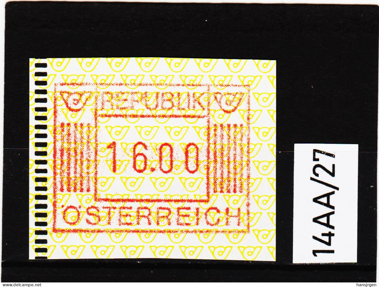 14AA/27  ÖSTERREICH 1983 AUTOMATENMARKEN 1. AUSGABE  16,00 SCHILLING   ** Postfrisch - Automaatzegels [ATM]