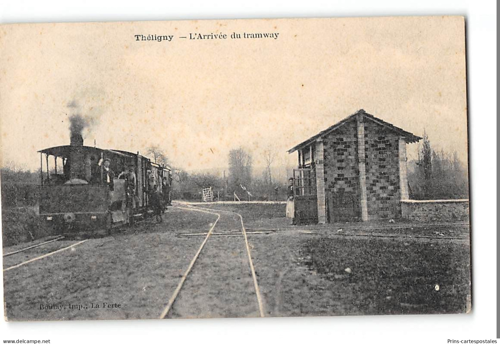 CPA 72 Théligny La Gare Et Le Train Tramway - Autres & Non Classés