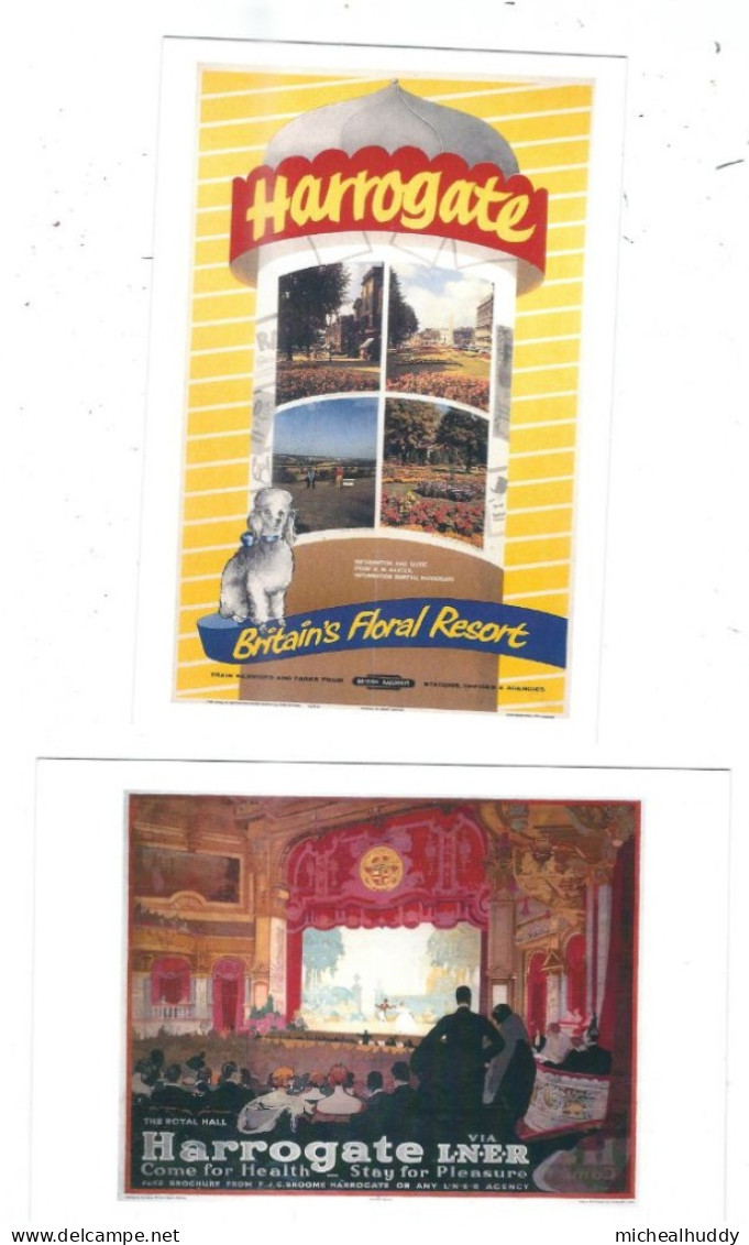 2 POSTCARDS UK RAIL ADVERTISING   HARROGATE - Publicidad