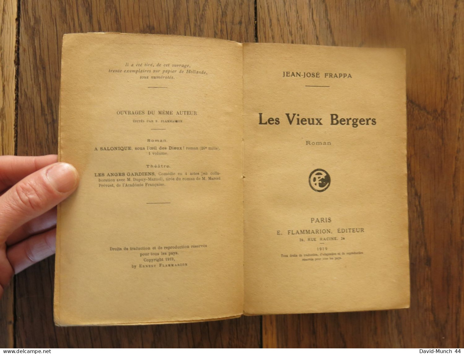 Les Vieux Bergers De Jean-Jose Frappa. Paris, Ernest Flammarion, éditeur. 1919 - 1901-1940