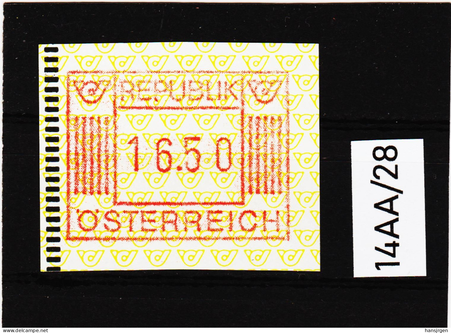 14AA/28  ÖSTERREICH 1983 AUTOMATENMARKEN 1. AUSGABE  16,50 SCHILLING   ** Postfrisch - Automatenmarken [ATM]