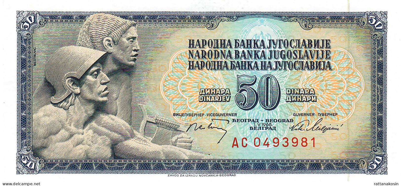 YUGOSLAVIA  P83c 50 DINARA 1968   #AC    UNC. - Joegoslavië