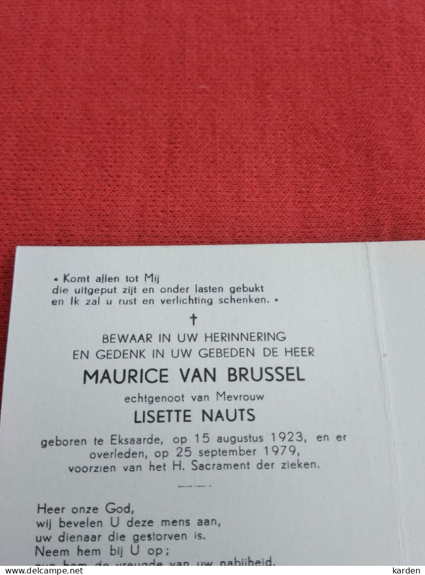 Doodsprentje Maurice Van Brussel / Eksaarde 15/8/1923 - 25/9/1979 ( Lisette Nauts ) - Religion & Esotérisme