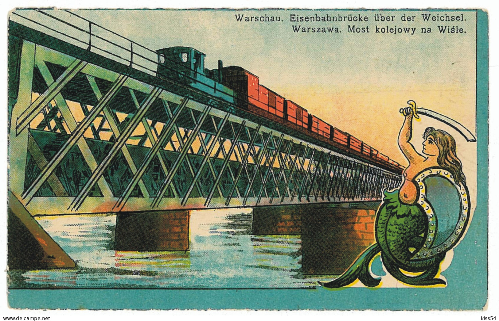 POL 4 - 5569 WARSZAWA, Poland, Bridge, Train - Old Postcard - Used - 1916 - Polen