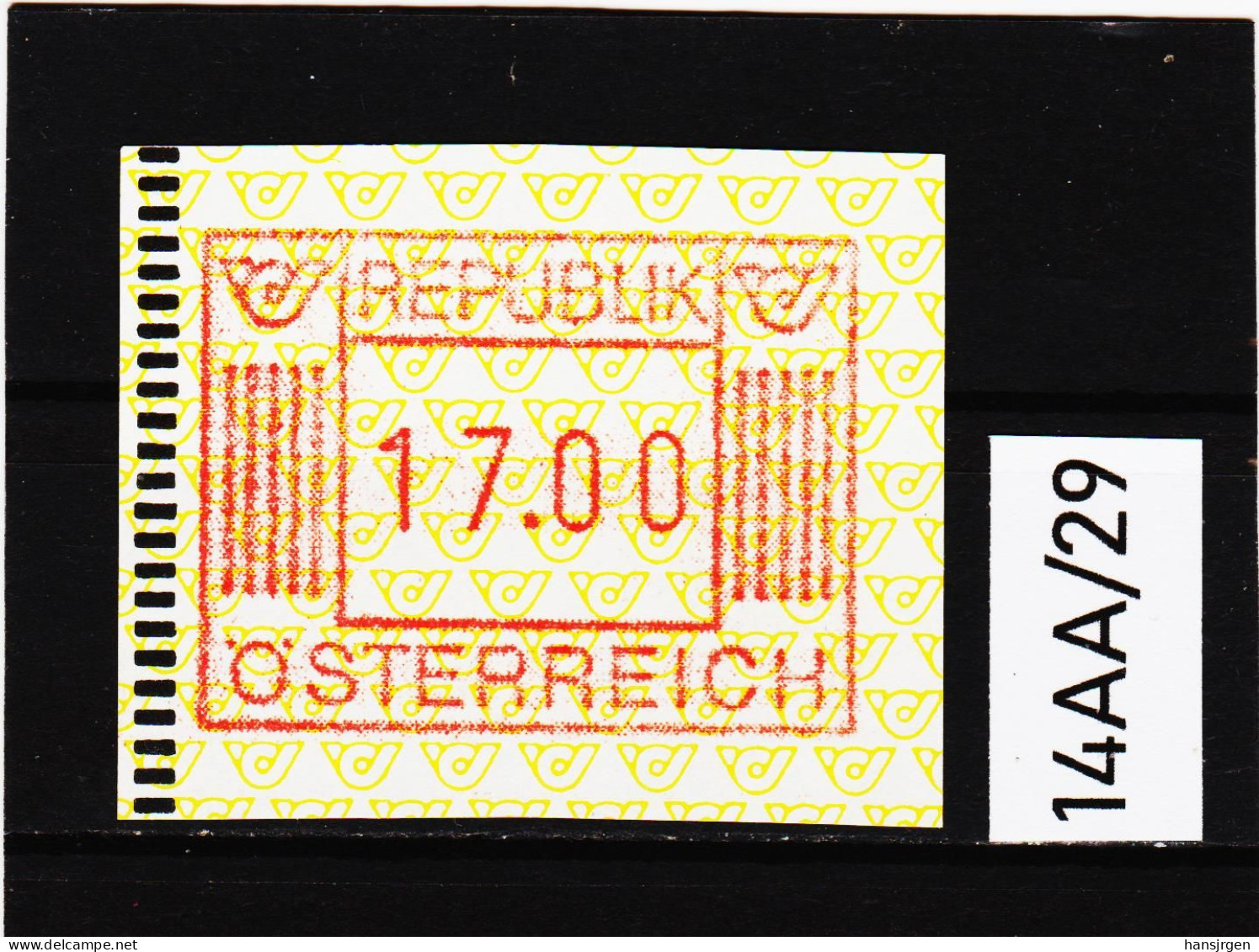 14AA/29  ÖSTERREICH 1983 AUTOMATENMARKEN 1. AUSGABE  17,00 SCHILLING   ** Postfrisch - Automatenmarken [ATM]