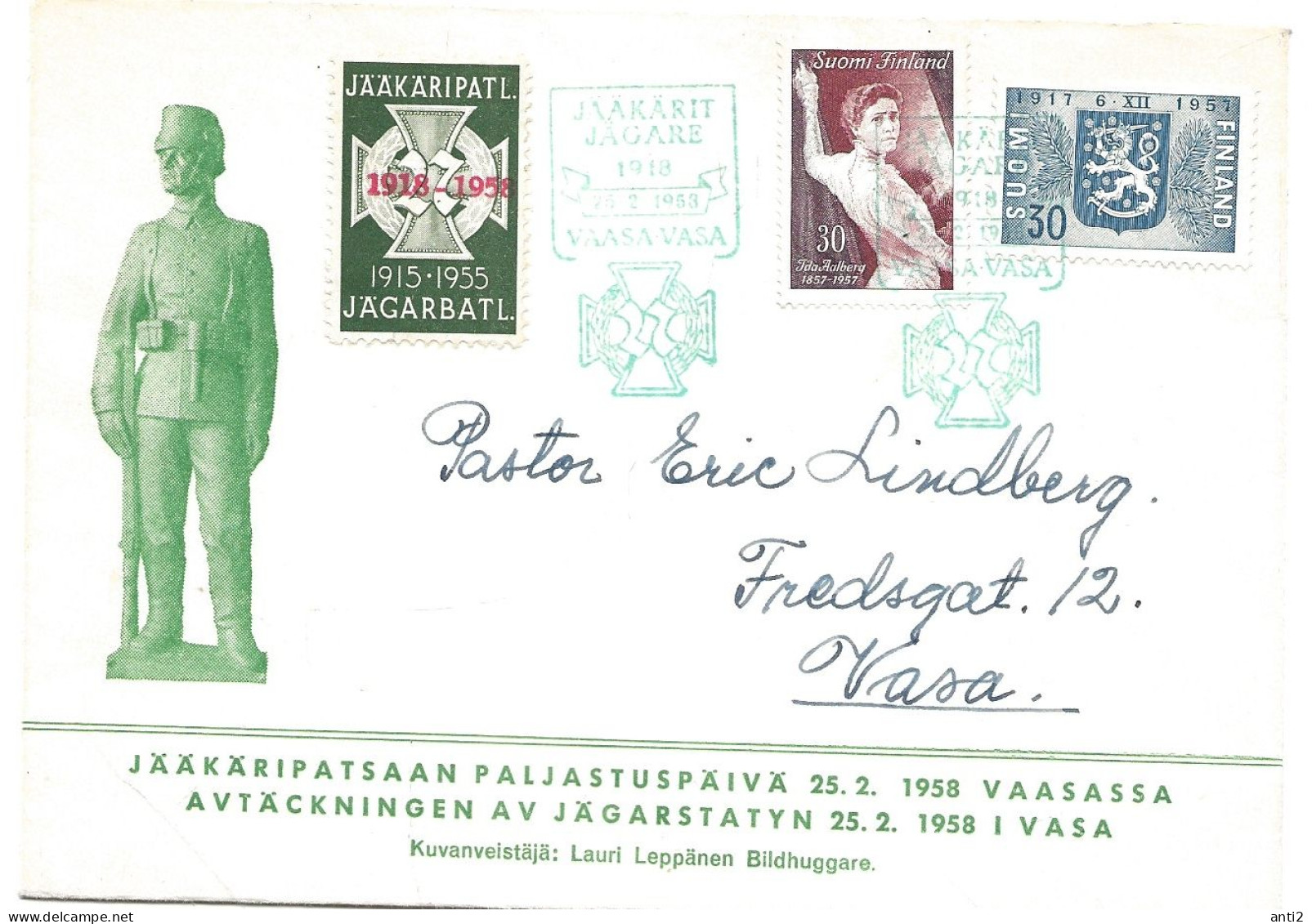 Finland   1958 Jäkarit Jägare - Special Cancellation On  Mi 485-486   On Special Cover 25.2.58 - Lettres & Documents