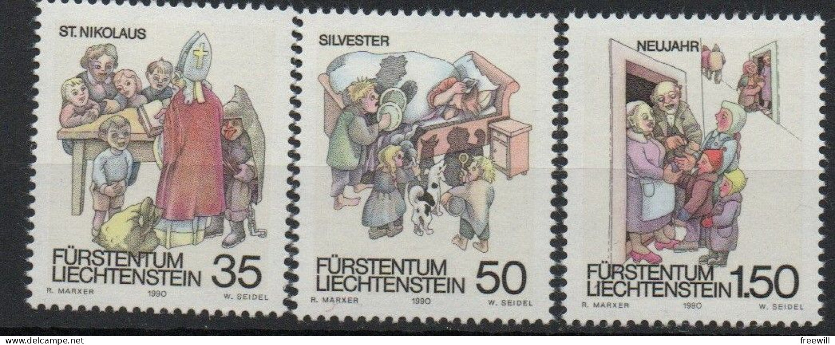 Liechtenstein 1990 Noël , Nouvel An , Saint Nicolas MNH - Unused Stamps
