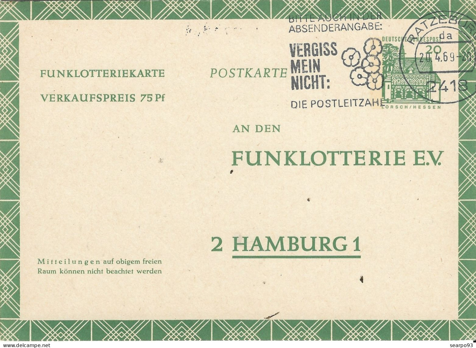 GERMANY. POSTAL STATIONERY. RATZEBURG. 1969 - Geïllustreerde Postkaarten - Gebruikt