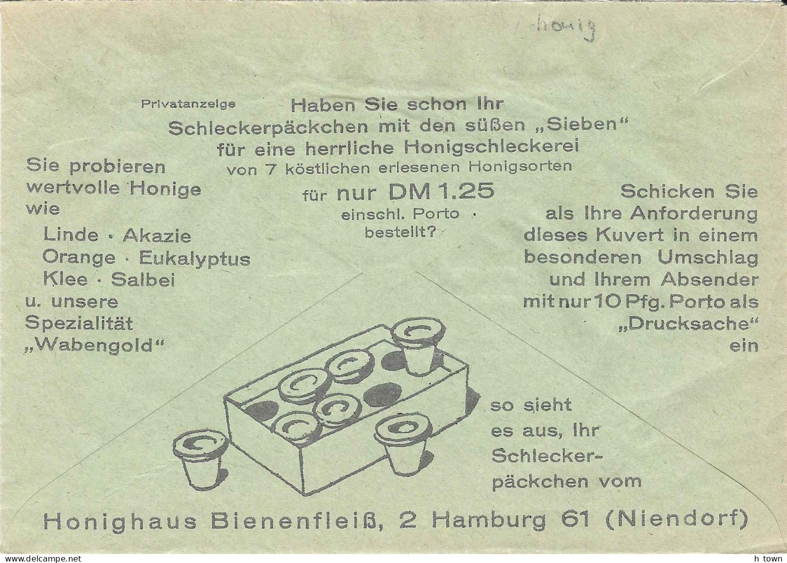 414  Miel, Abeille: Env. Port Payé D'Allemagne, 1966 - Bee, Honey: Postal Cheque Cover With Advertising. Apiculture - Bienen